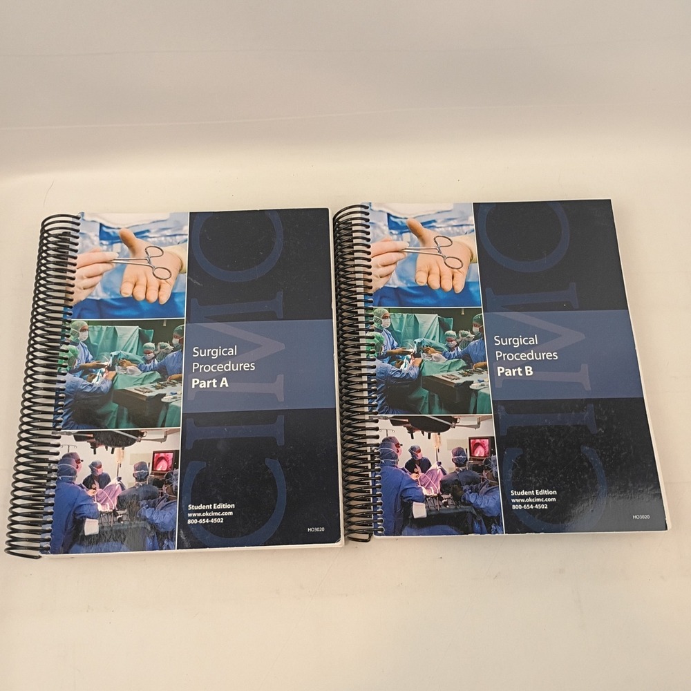 Surgical Procedures Parts A and B Student Edition Spiral Paperback Books - VG